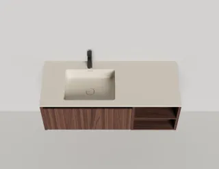 Подвесная тумба Salini Domino 27D212INA 120см шпон с открытой полкой под встраиваемую раковину